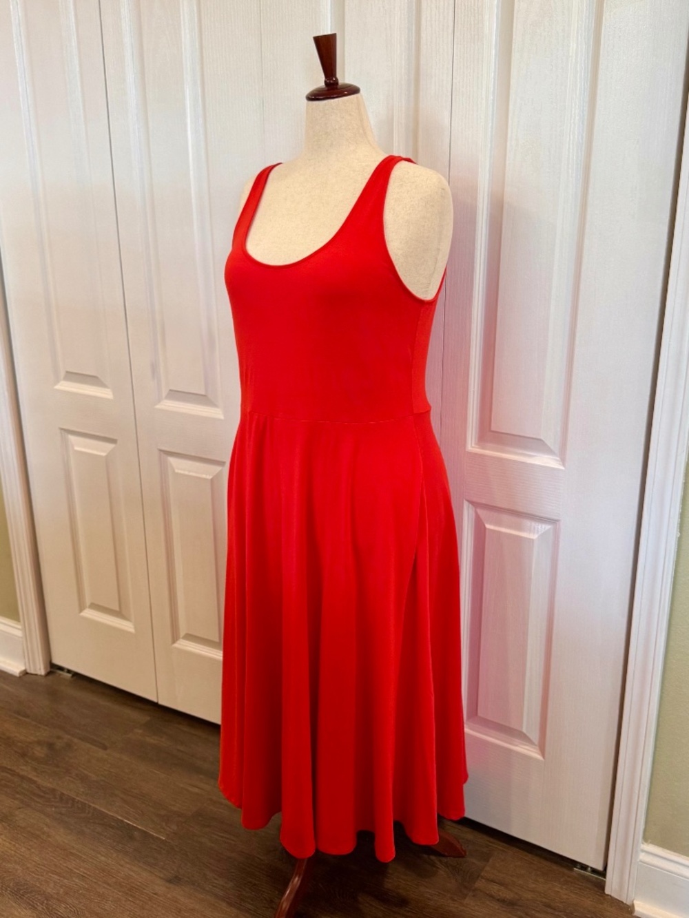 Woman's XL, Midi Dress by A New Day, Tomato Red Fit to Flare, Sleeveless.